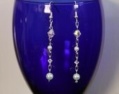 Black Friday and Cyber Monday Sales Dangling Pearl and Swarovski Crystal Earrings