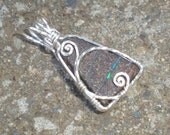 SALE (was 38.00) Koroit Boulder Opal sterling silver wire wrapped pendant