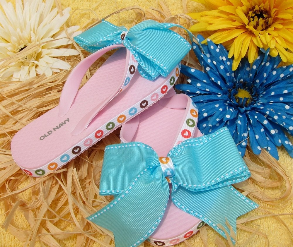 Heart Ribbon Flip Flops