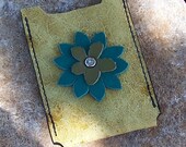 Credit Card Sleeve, green with flowers