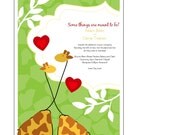 Fun NonTraditional Jungle Green Orange Brown Giraffe Wedding Invitation