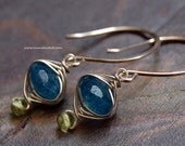 Harmony Earrings - Blue Quartz, Peridot, Sterling Silver