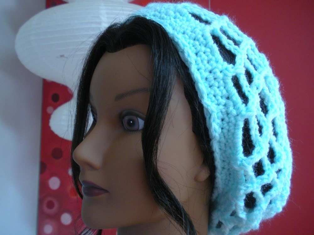 Crochet slouchy snood, hair net, hat, tam-adjustable size