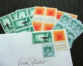 Learning Never Ends  .. UNused Vintage Postage Stamps  .. post 10 letters
