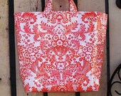 Beth's Orange Paradise Oilcloth Grocery Shopper Market Tote Bag