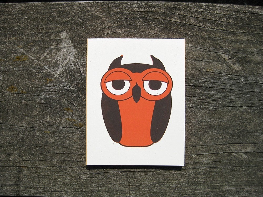 Orange Owl Screen Printed Notepads