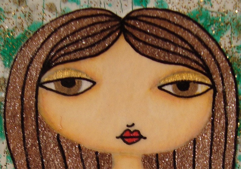 ACEO (Original) - Green and Gold 6/6