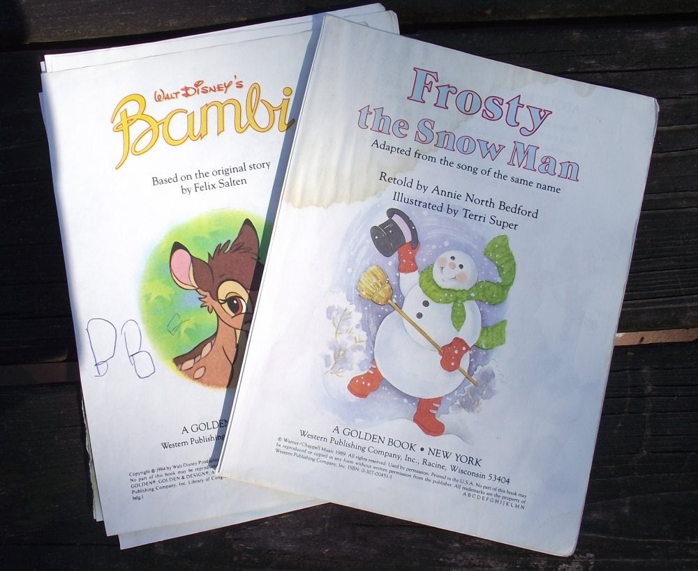 Frosty and Bambi  Vintage Paper Cut Outs