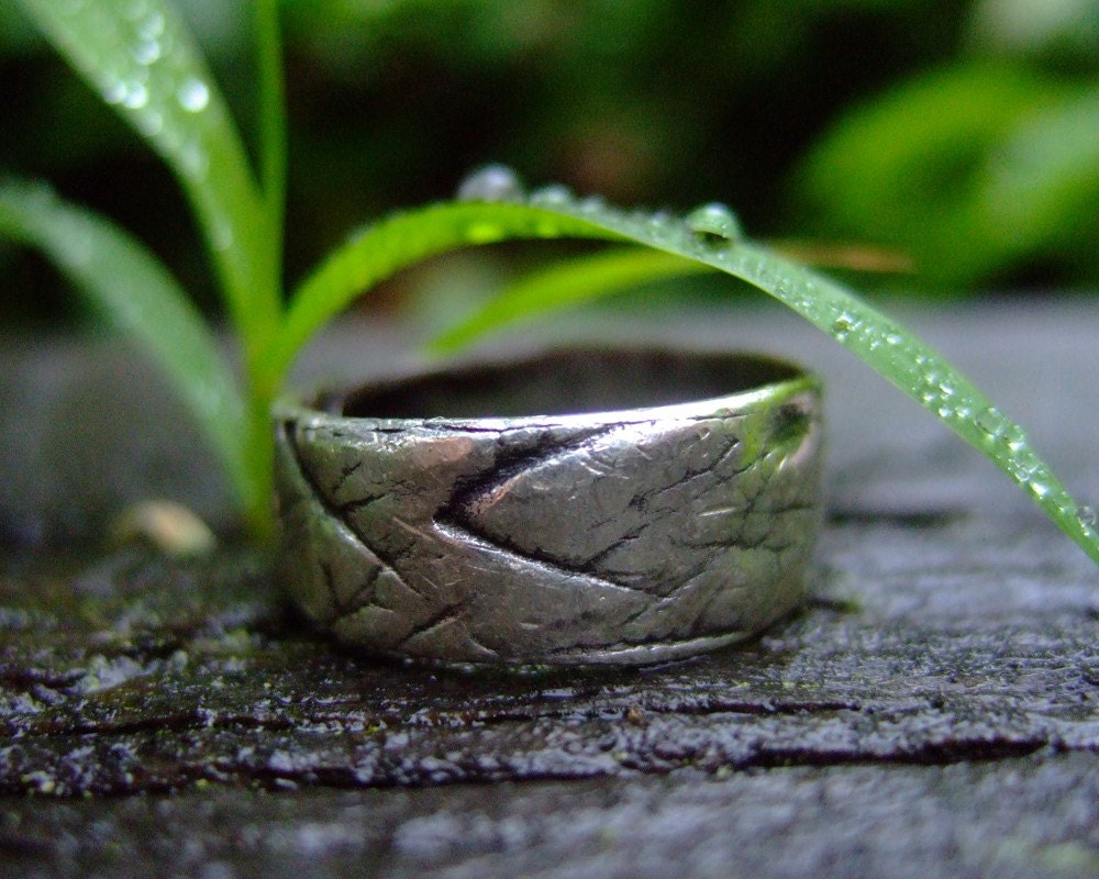 Gentleman Leaf, mens handmade silver ring