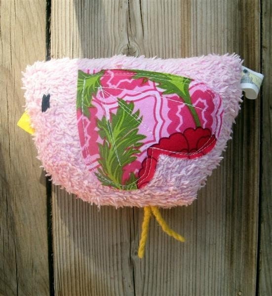 Nora the Plush Pink  Vintage Chenille Birdie Rattle