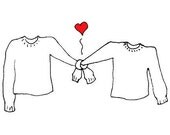 Sweaters Holding Hands in Love Notecards