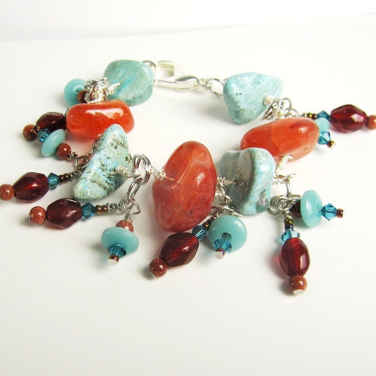 Chunky Love Gemstone Charm Bracelet
