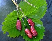 Red Modern, biwa pearl earrings