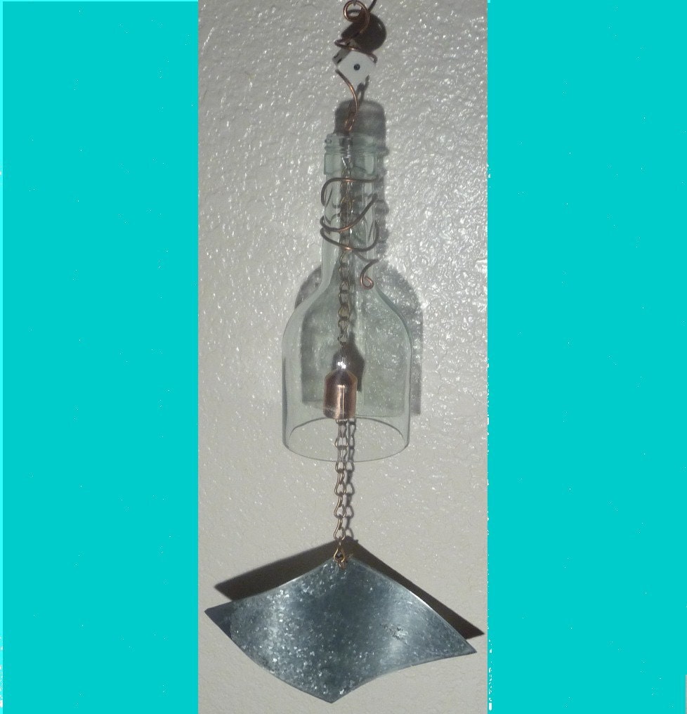 Wind Chime, Recycled Wine Bottle and Copper