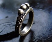 Silver Pearls, handmade fine silver ring, size 8.5