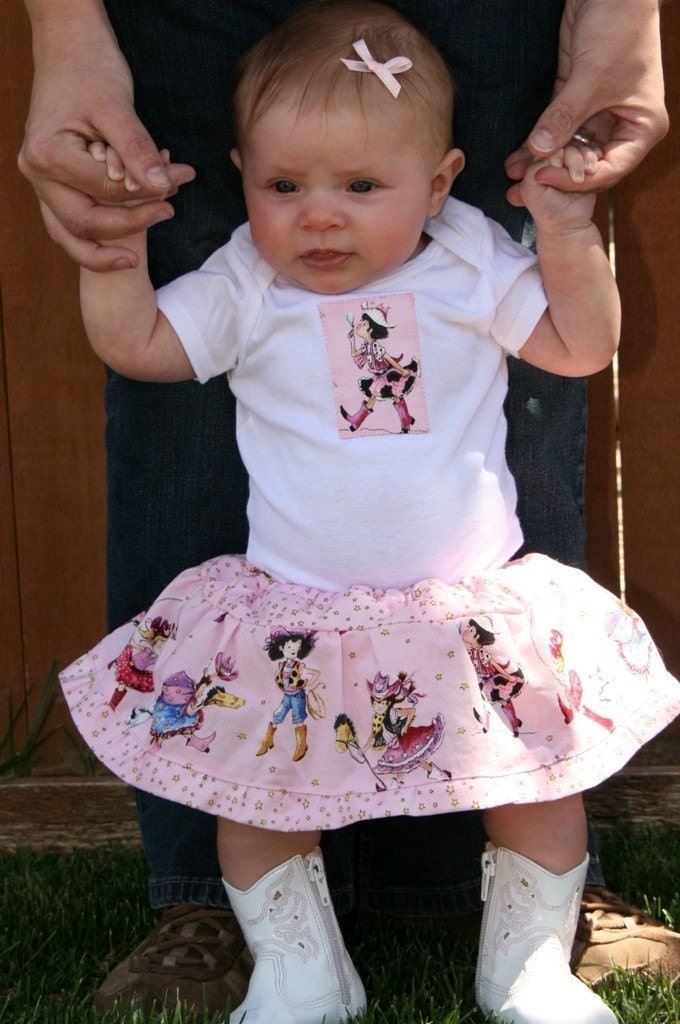 Cowgirl  Up in Pink Baby Onesie and Skirt Combonation
