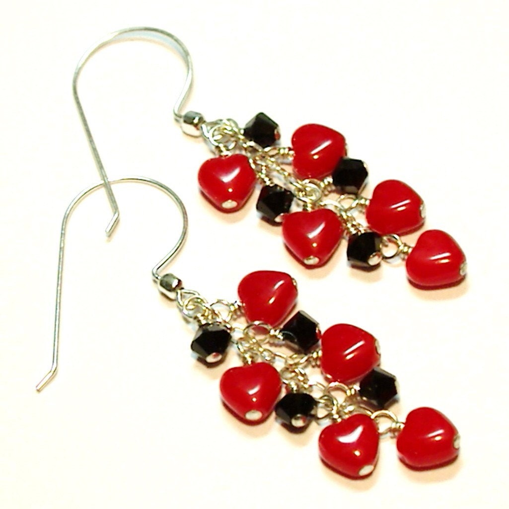 Queen of Hearts Cluster Sterling Earrings