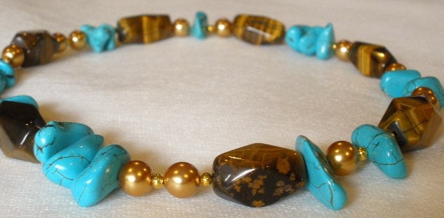 Turquoise and Tiger Eye Necklace
