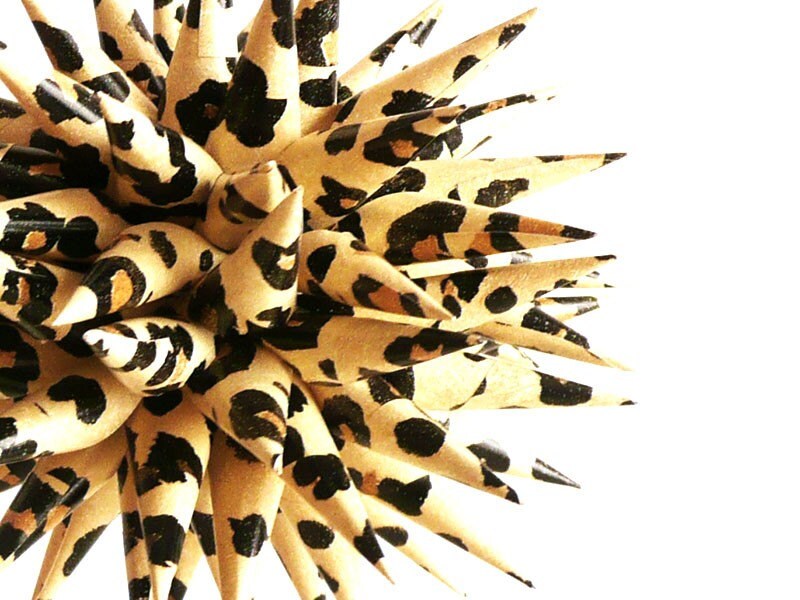 Leopard Print Home Decor Paper Christmas Polish Star Urchin Ornament - 4 inch