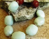 Sterling Silver, Amazonite and Carnelian Necklace "Amazon"