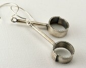 Rustic Sterling Silver Circle and Tube Earrings