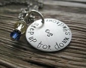 Hand Stamped Step Up For Down Syndrome Awareness Necklace