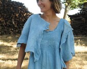 Indigo dyed reversible nuno felt bolero