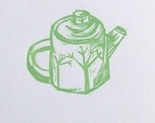 tiny teapot linocut print