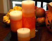 Candy Corn Round Pillar Candle 7 Inch Tall Select Colors
