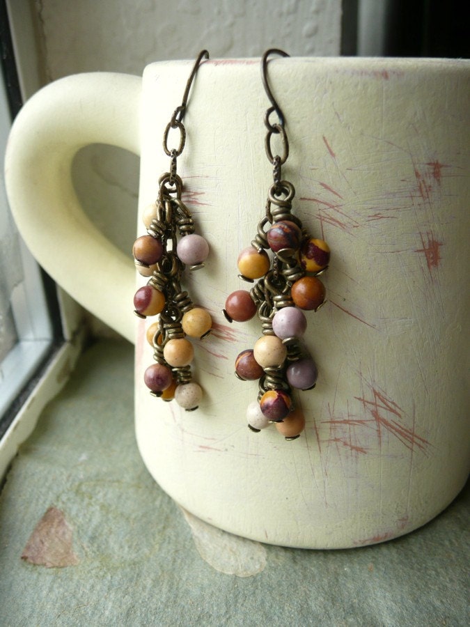 Mookaite Boho Chic Dangle Earrings  - Nightshade