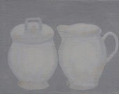 Milk jug and sugar bowl, original oil painting