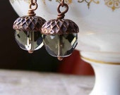 Antique Copper Glass Acorn Earrings