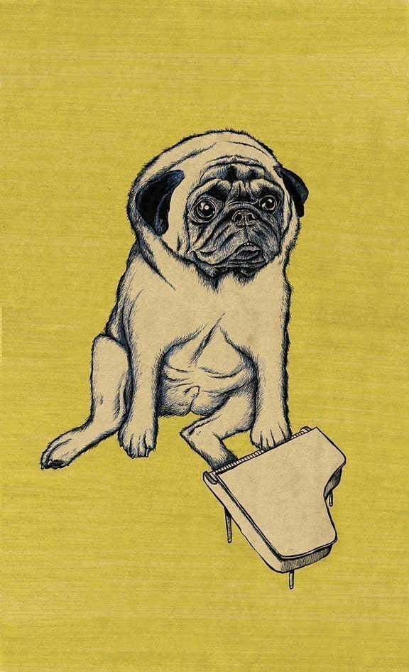 madelyn PUG piano player print 10x 16.5