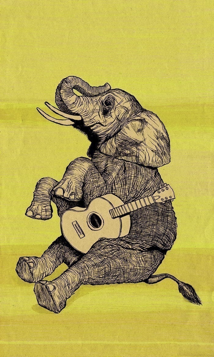 ELEPHANT TROUBADOR 10.5x16.5 print signed and numbered