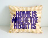 HOME cushion in yellow gingham