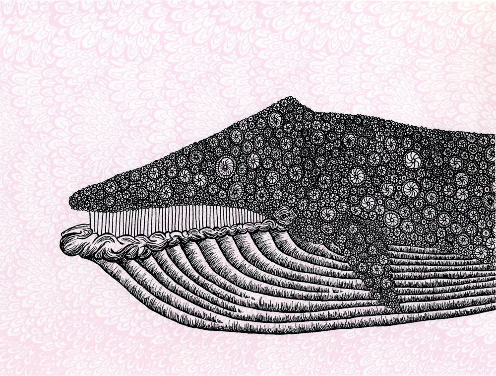 Pink Whale Screenprint 8x10