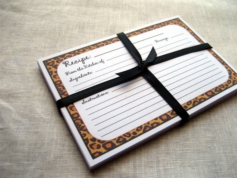 Recipe Cards Leopard Print 4x6 (3x5 by request)