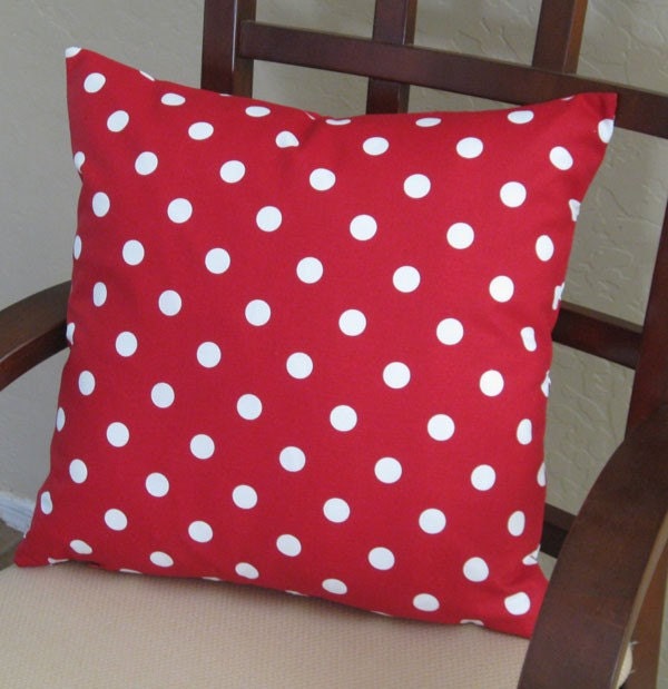 Red and White Polka Dot Throw Pillow Cover