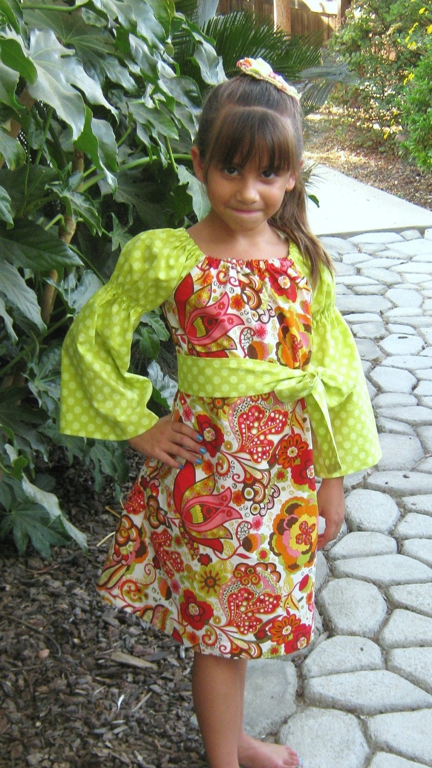 Fall Peasant Dress with Sash