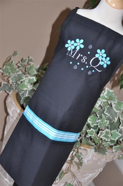 Personalized Embroidered Adult teen junior Apron FLOWERS Mom grandma teacher GIFT