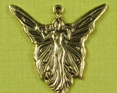 6 Antique Gold Brass Fairy Charms Jewelry Findings 510