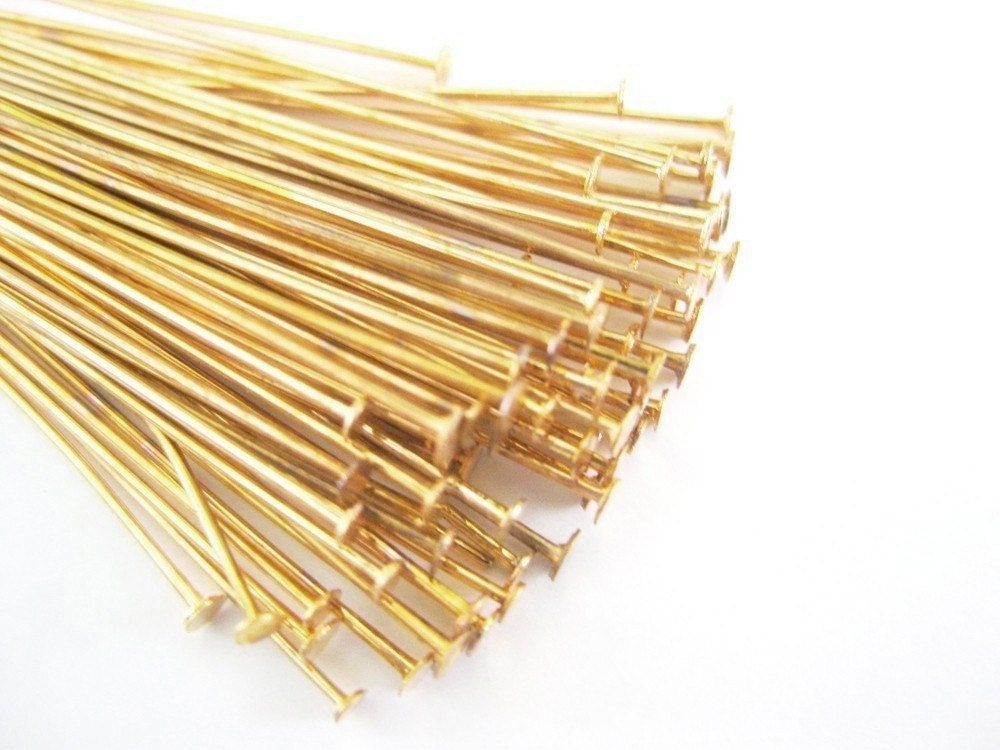 gold electroplated lead-free headpins 50 pcs 1.5 inch -24ga-