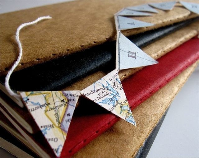 Personalized Mini Pennant Banner from Vintage Maps