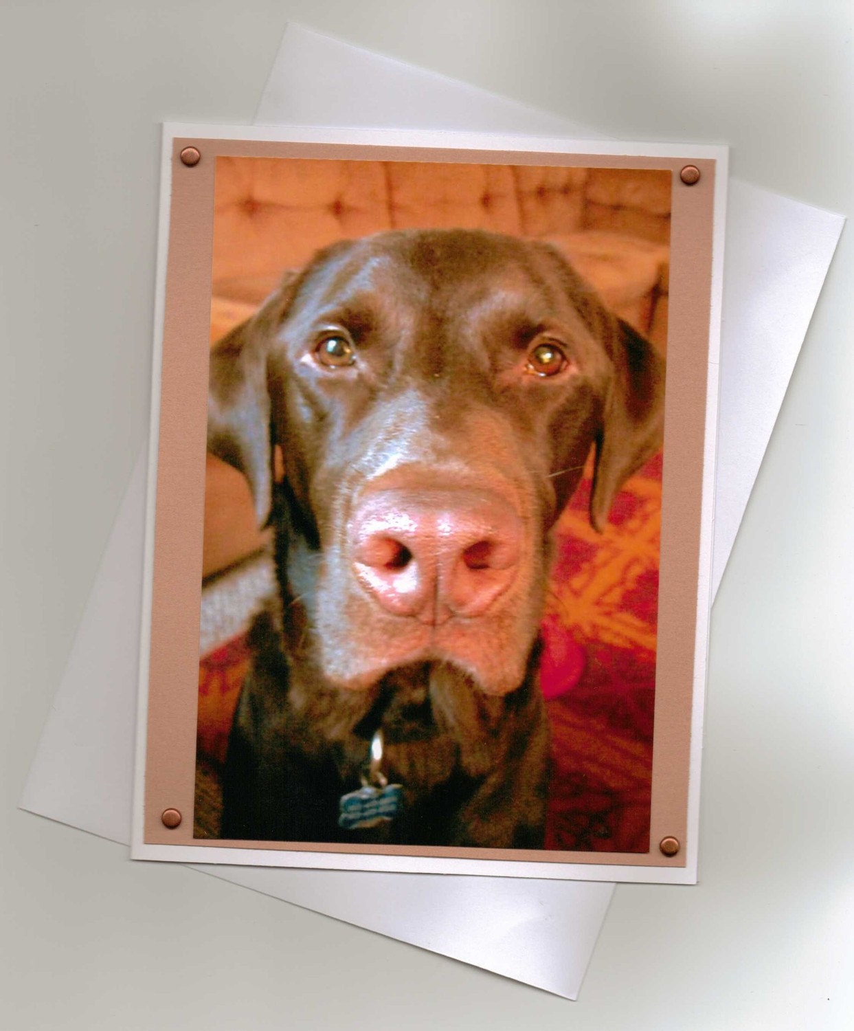 Chocolate Lab Face Handmade Greeting Card for Dog Lovers