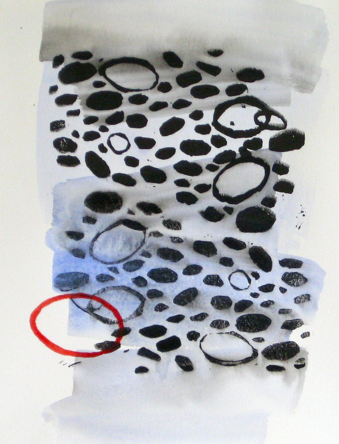Abstract Original Monoprint with Stem Cell imagery- by Julia Rymer Brucker