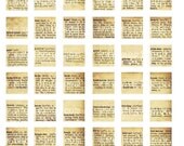 Beautiful Words inchies digital collage sheet 1x1 inch square 43 words from vintage dictionary