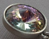 Lavender Crystal Necklace Rainbow Pendant Necklace Sterling Silver Vintage Style Crystal Rainbow Pendant