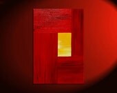 Red Modern Abstract Painting Yellow Accent Color Urban Original Art on ...