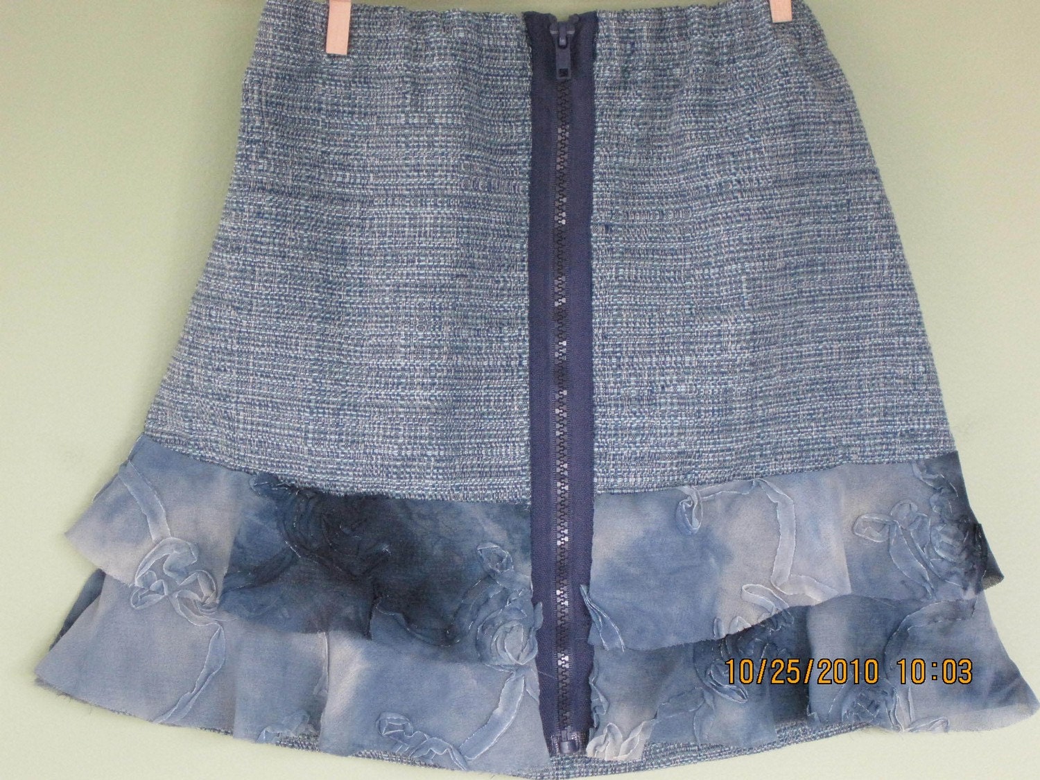 Blue tweed flounced girls skirt