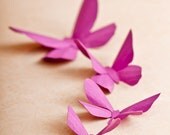 3D Wall Butterflies, 20 Orchid Pink-Purple Paper Butterfly Silhouettes for Home Art Decor, Nursery, Children's Room
